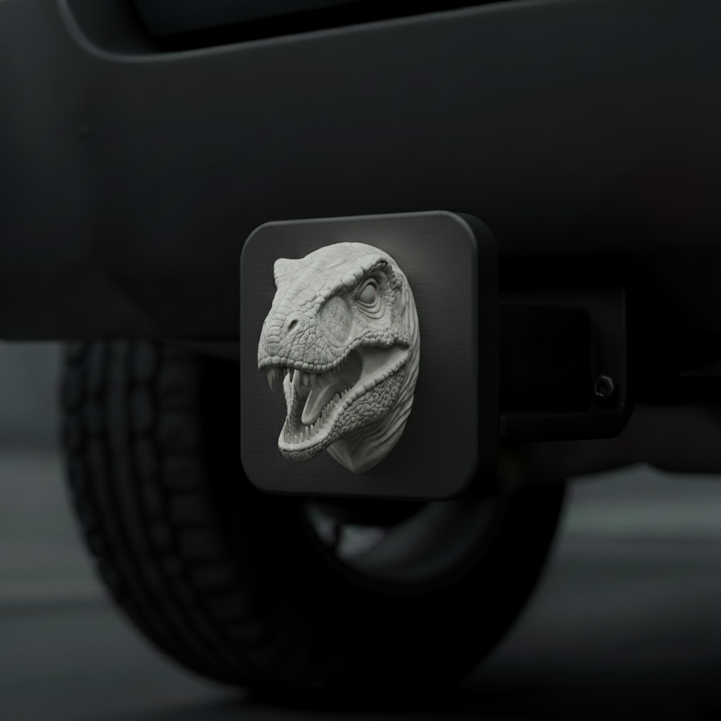 White Velociraptor Hitch Cover